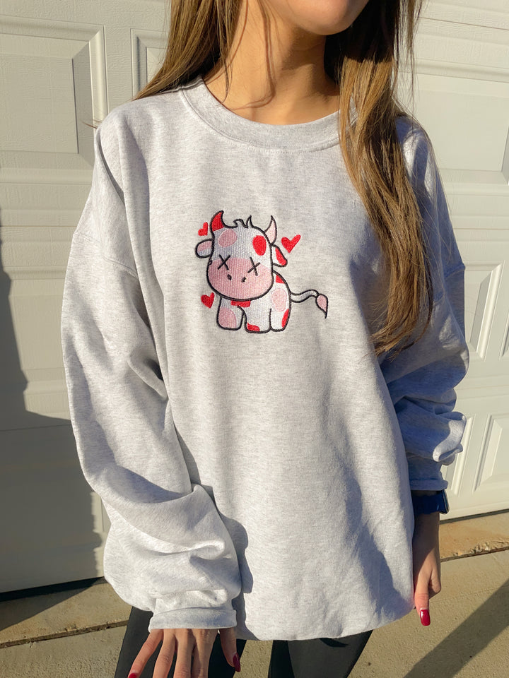 Valentine Cow Crewneck Sweatshirt